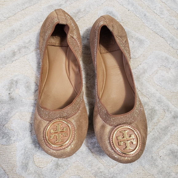 Tory Burch Caroline Metallic Flats - Picture 1 of 6